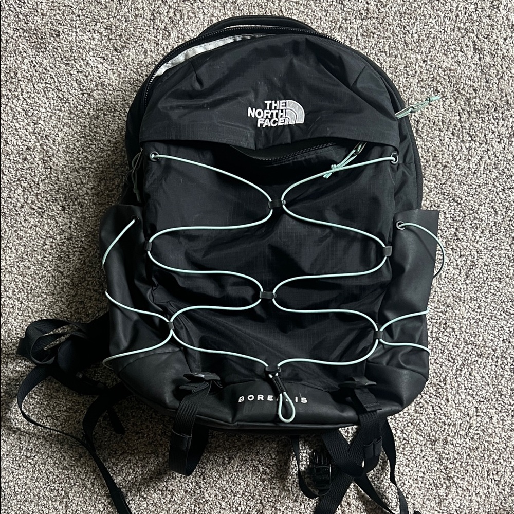 The North Face Black and Teal Backpack